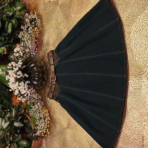 Harve Bernard Dark Wash Denim Belted Full Swing Skirt Size 8